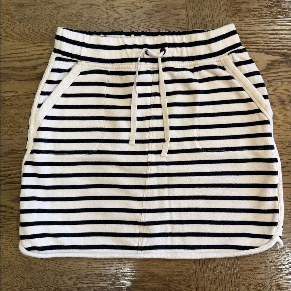 Talbots Cotton Saltwater Navy and White Striped Nautical/ Coastal Mini Skirt